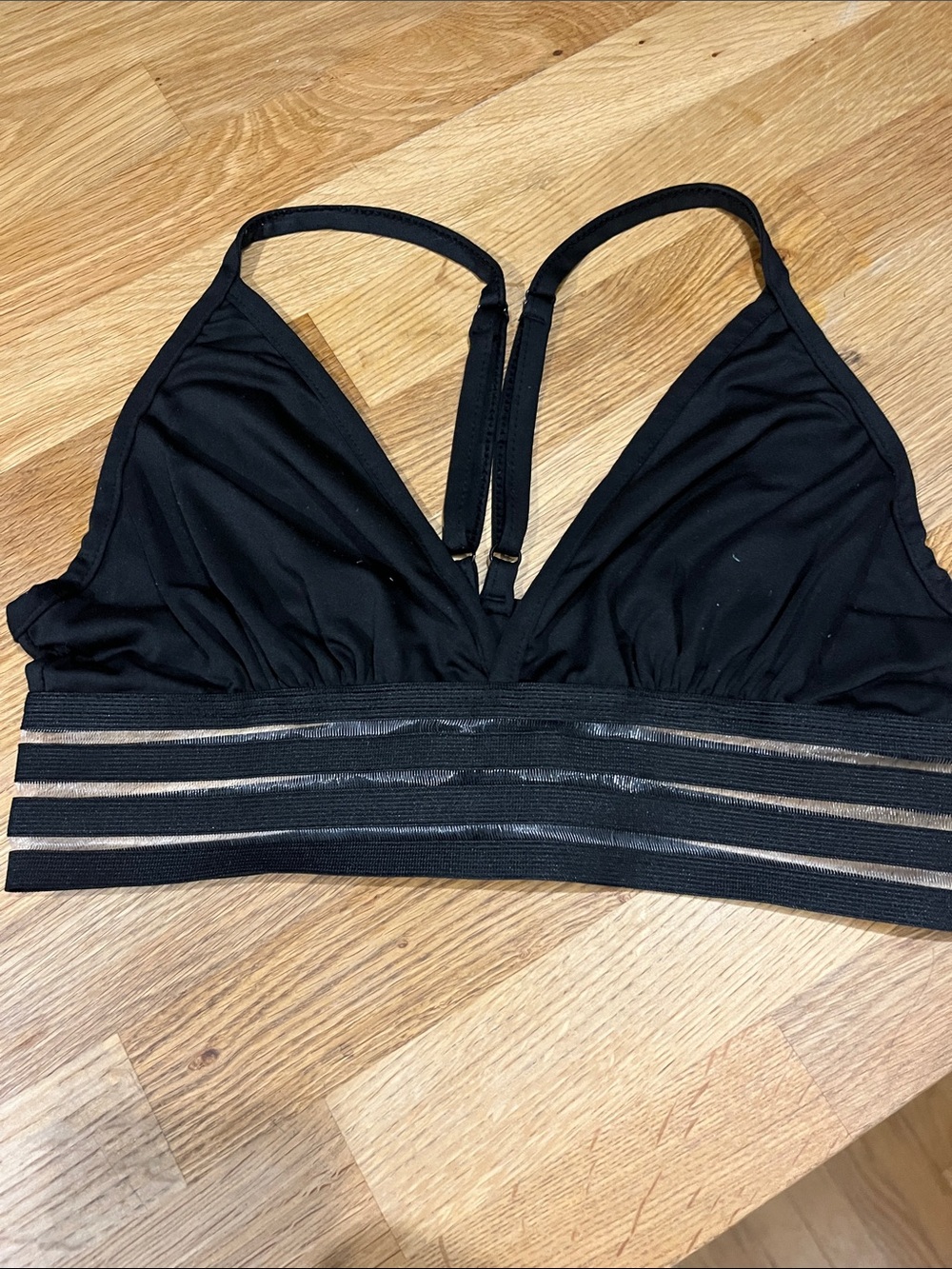 Black Bralette with Sheer Stripe Band